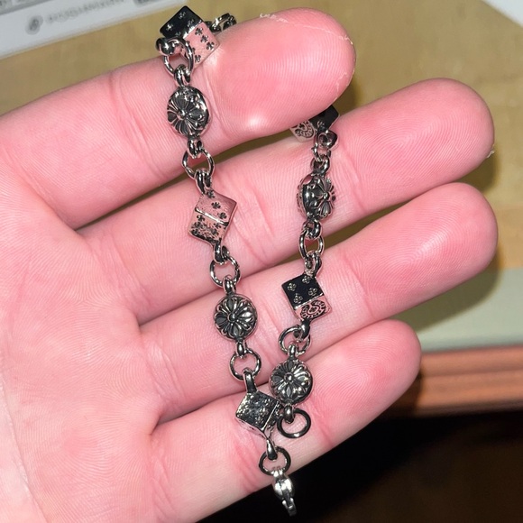 Chrome Hearts CH Silver Dice + Cross Ball Bracelet 7.5” Lobster Clasp Closure - Picture 2 of 5